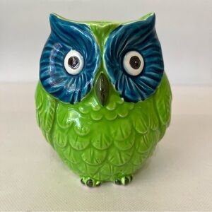 Vintage Ceramic Owl Vase OMC Japan Green Blue